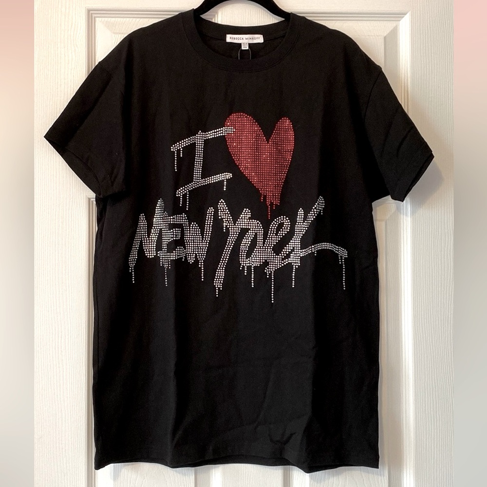 NWT Rebecca Minkoff I Love New York Oversized Rhinestone Tee